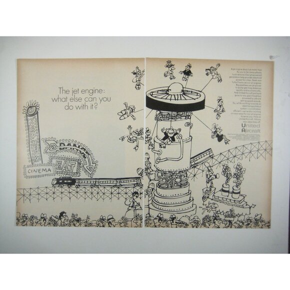 United Aircraft Jet Engine Prnt Ad 1960s Vintage ADVERT 2 Pages READ - Picture 1 of 2